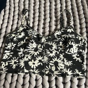 Black and white floral tank